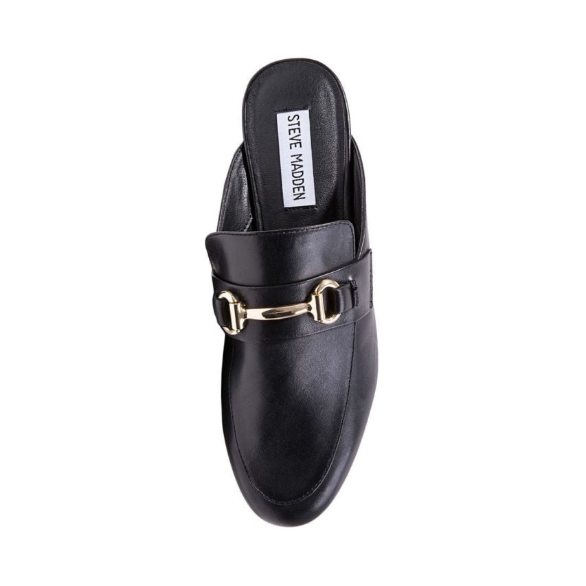 Black Steve Madden Kandi Leather Women's Mules | PH 3849ZNH